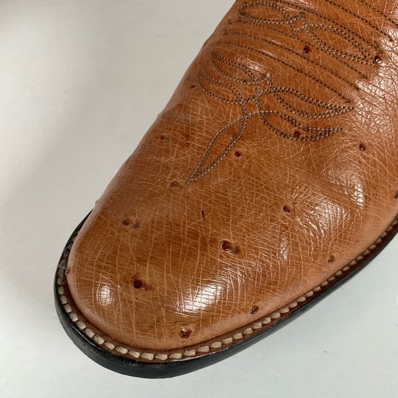 Rios Of Mercedes Smooth Ostrich Cowboy Boots 13 B Exotic USA Made - Picture 12 of 16